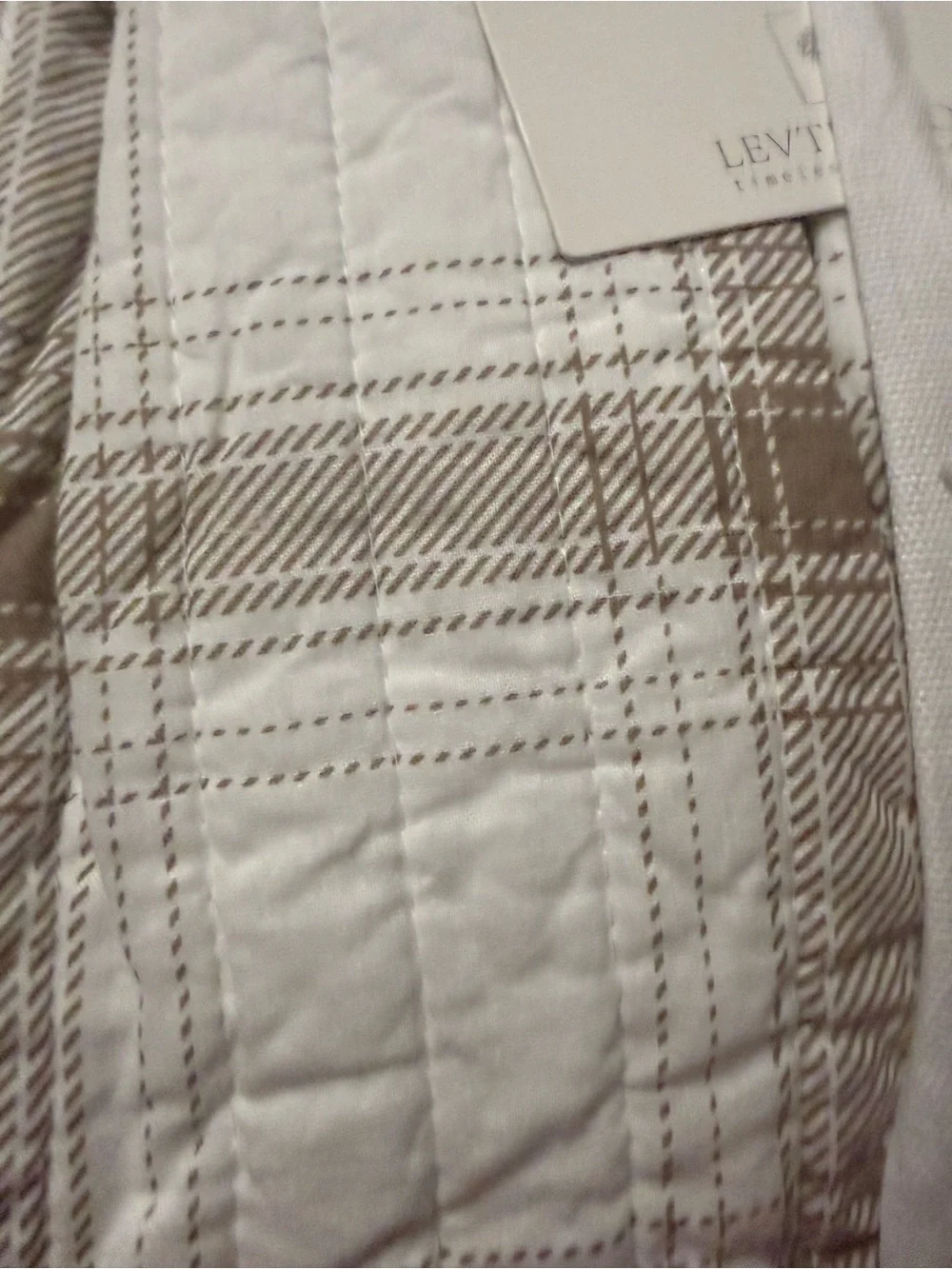 Levtex Home Spencer Plaid Neutral King Quilt NWT